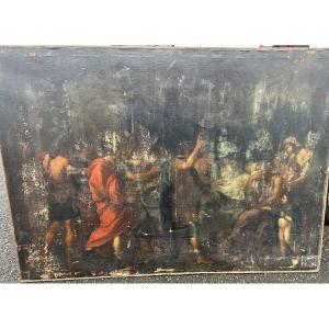 Grand tableau huile sur toile épisode biblique ou historique néoclassique époque XVIIème 