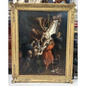 La descente de croix d’après Paul Rubens huile sur toile d’époque début XIXéme siècle 