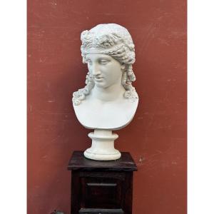 Large Plaster Bust After The Ancient Ariadne, 72 Cm High, Early 20th Century 