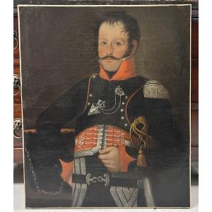 Portrait d’officier-Capitaine du 22ème régiment de chasseurs à cheval époque Restauration 