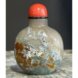 Tabatière Chinoise en agate mousse d’époque fin XIXéme ou début XXéme - snuff bottle - Chine 