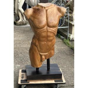 Grand torse buste en bois sculpté dans le goût de l’antique - taille direct vers 1960-70