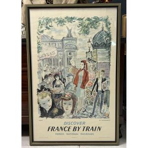 Affiche ancienne de voyage Française Paris société Nationale des Chemins de fer 1962