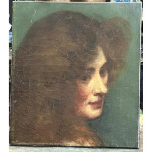 Lucy Lee - Robbins (1865-1943) Study Portrait Of A Young Woman Dated 1911 Oil On Canvas