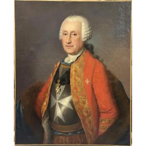 Portrait de grand maître - chevalier de l’ordre de Malte-Croix de Malte pinxit LINDNER 1769