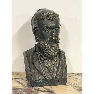 Buste de bibliothèque en bronze GALIEN ( 129-216) médecin Grec de l’antiquité- Chardigny 1859