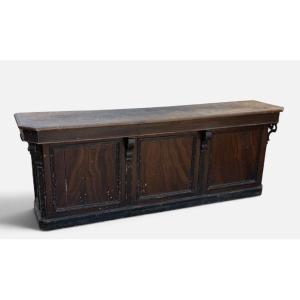 Late 19th-century Craft Or Shop Counter Made Of Oak And Painted To Resemble Wood, No. 2