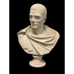 Buste d’empereur Romain sculpture en plâtre du début du XXème siècle H 70 cm