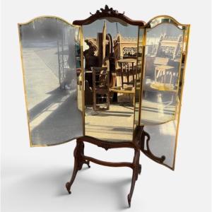 Psyché - miroir triptyque sur pied de la maison BROT PARIS vers 1930 - magasin mode boutique 