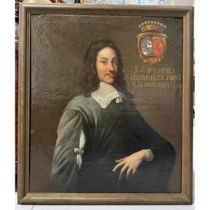 École Française du XVIIème siècle portrait d’homme huile sur toile noblesse Française H 107 cm
