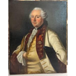 École Française du XVIIIème siècle portrait d’homme décoré de l’ordre de saint Louis huile/toil
