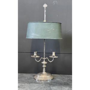 Lampe bouillotte de style en bronze argenté époque XIXème