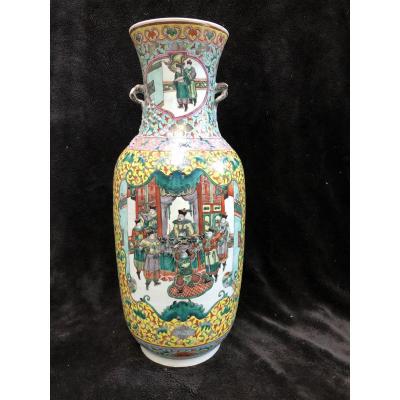 Grand Vase Porcelaine De Chine époque XIXéme H 62 Cm