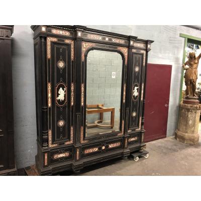 Grande Armoire Italienne Fin XIXéme écaille Et Ivoire Gravé