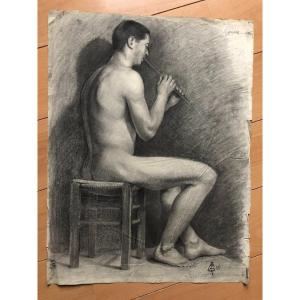 Ancien Dessin Académique Vers 1900 Par Chauvet Gaston - Crayon N° 6