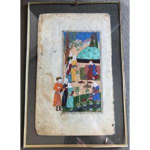 Ancienne Miniature Persane Page De Livret - Gouache Et Encre