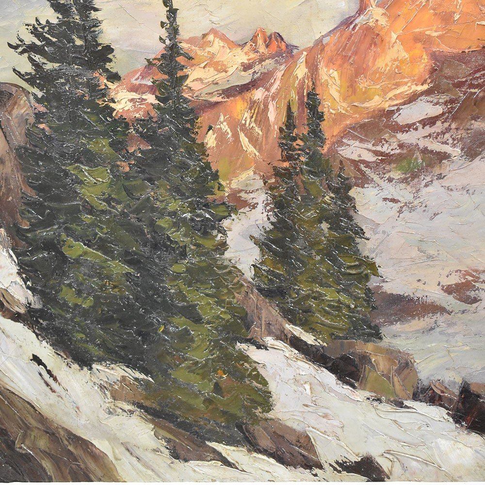 Landscape Painting, Mountain Landscape Painting, Alps, Oil On Canvas, XX. (qp475)-photo-4