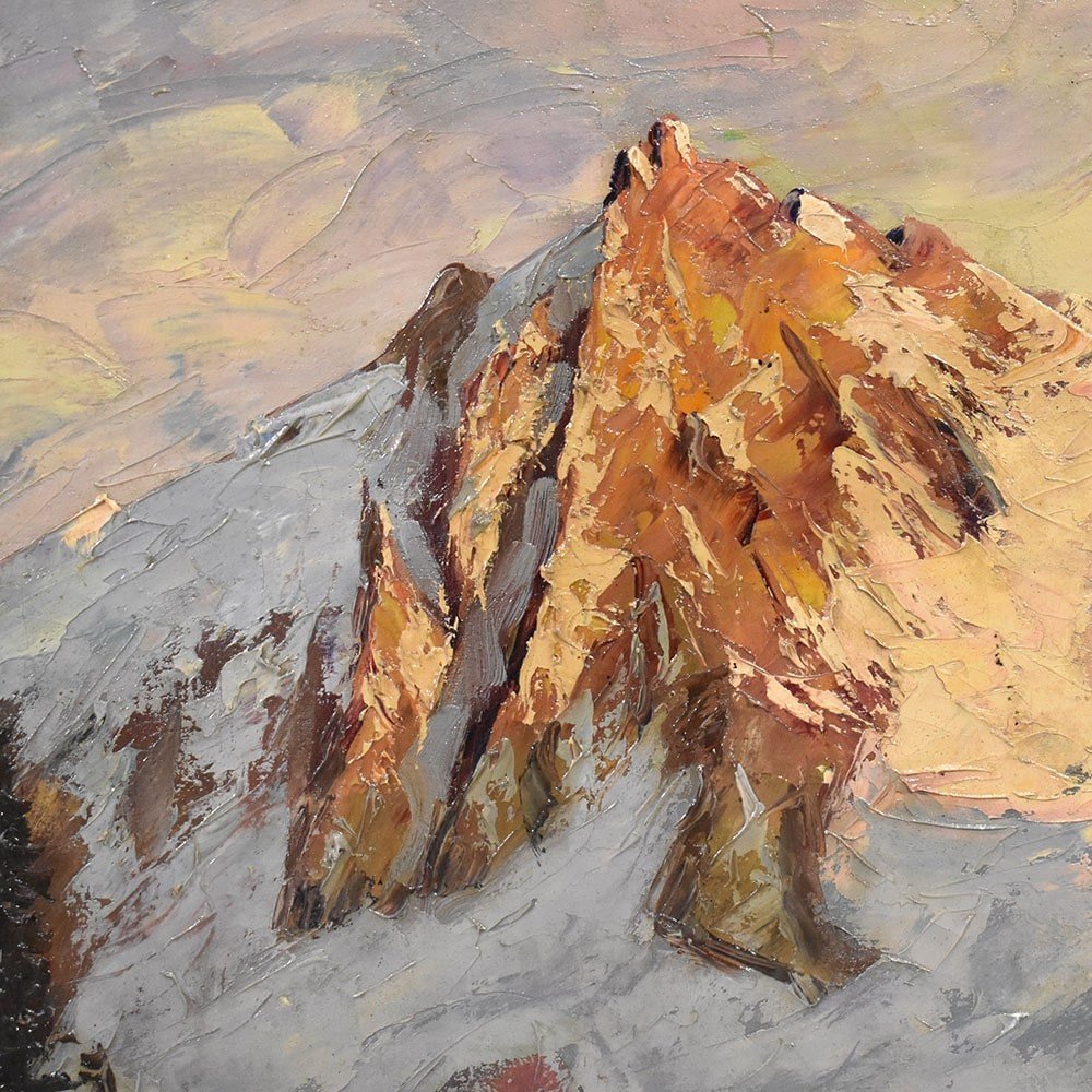 Landscape Painting, Mountain Landscape Painting, Alps, Oil On Canvas, XX. (qp475)-photo-3