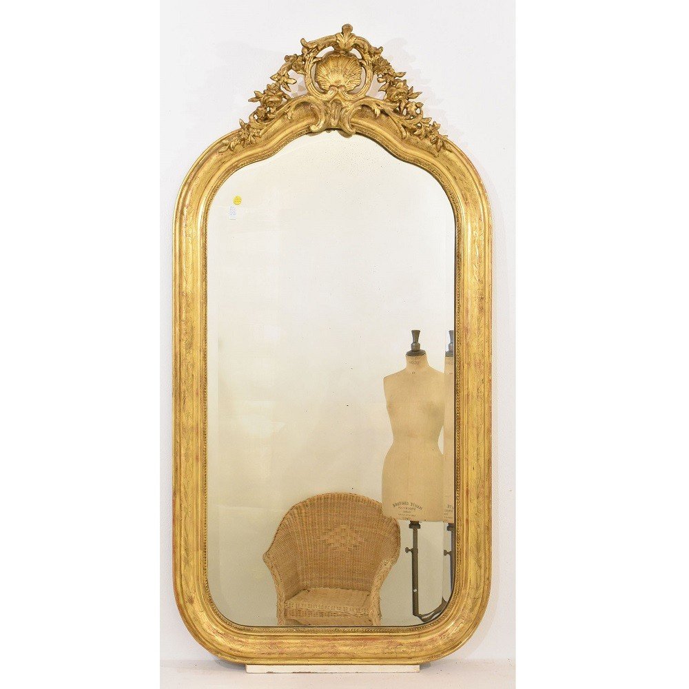 Miroir Louis Philippe, Rectangulaire, Miroirs Doré Anciens, XIXè Siècle. (SPC160)-photo-3