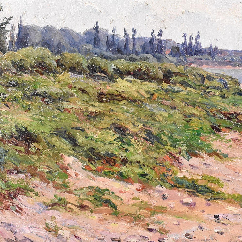 Tableau Ancien Paysages, Rivière, Luc Belin, Huile Sur Toile, Début Du XXème Siècle. (QP494)-photo-2