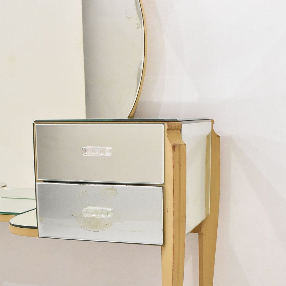 Glass Dressing Table For Ledies, Large  Coiffeuse, French 1950s. (mco35)-photo-1