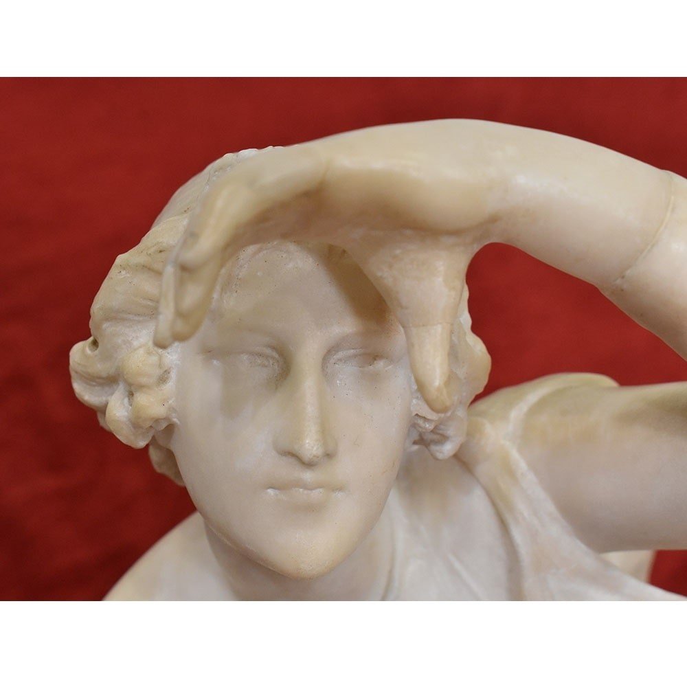 Sculptures anciennes, Sculpture En Albâtre, Jeune Femme, Signé Gambogi, XIX Siècle. (STAL73)-photo-2