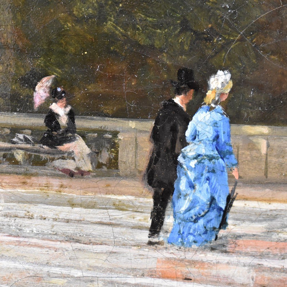 Tableau Ancien Paysages Avec Parc, Rozier Jules Charles, Huile Sur Toile, XIX Siècle. (QP566)-photo-1
