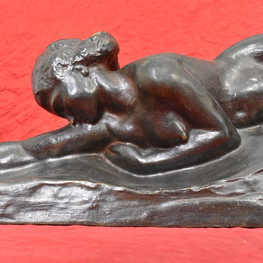 Antique Bronze Statues, Naked Woman, Amedeo Gennarelli, 20th Century, Art Deco. (stb78)-photo-3