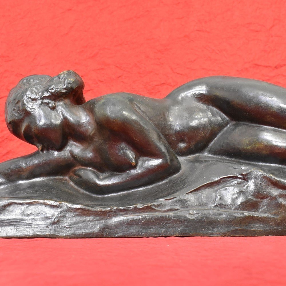 Antique Bronze Statues, Naked Woman, Amedeo Gennarelli, 20th Century, Art Deco. (stb78)-photo-4