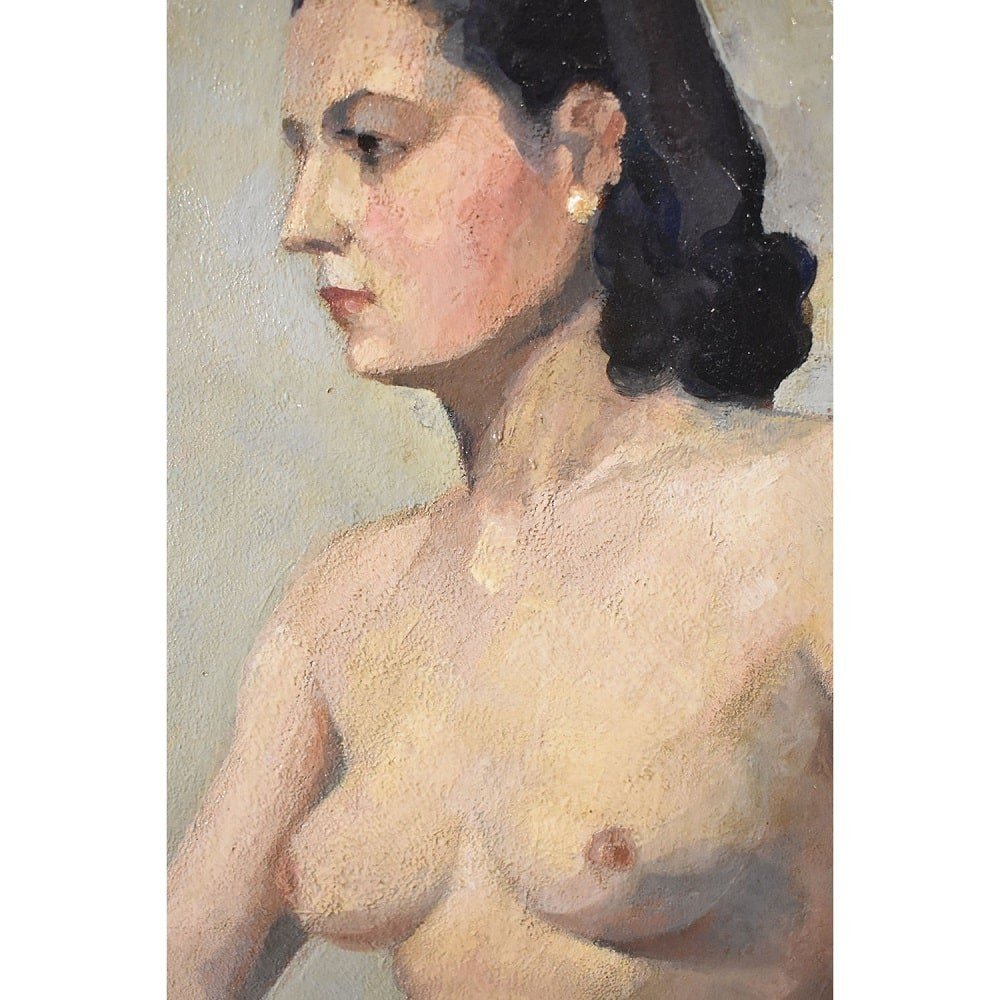 Nude Woman Painting, Art Déco, Naked Woman, XX Century. (qn569)-photo-4