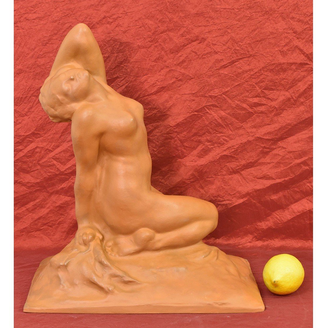 Art Déco Sculpture, Terracotta, Young Woman Nude, Amedeo Gennarelli, 20th Century. (stte85)