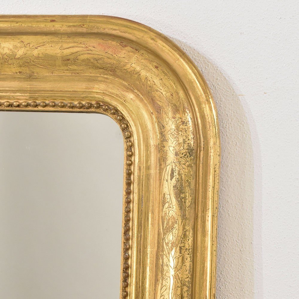 Antique Louis Philippe Mirror, Gilded Wall Mirror, Antique Gold Leaf Mirror, XIX . (sp175)-photo-3
