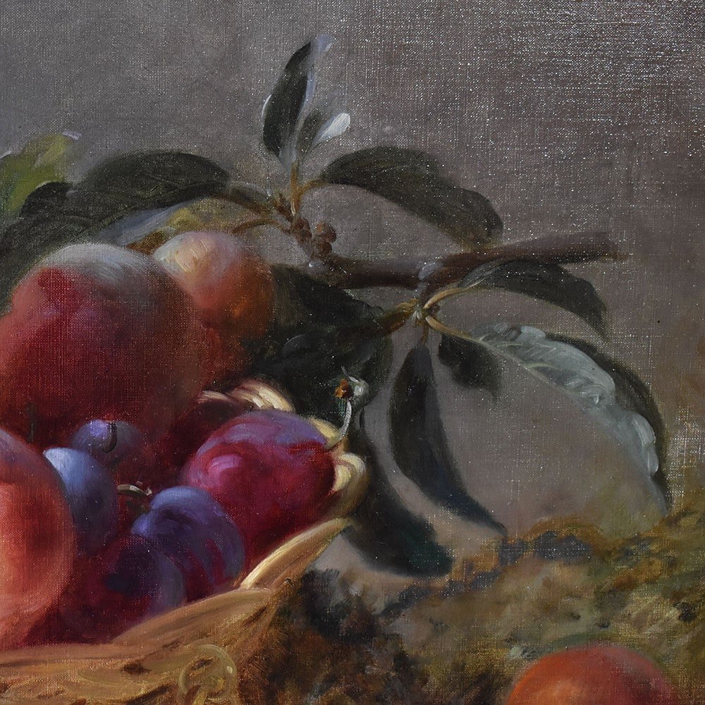 Tableau Ancien Nature Morte Aux Fruits, Gustave Émile Couder, XIXè Siècle. (QNM590)-photo-3