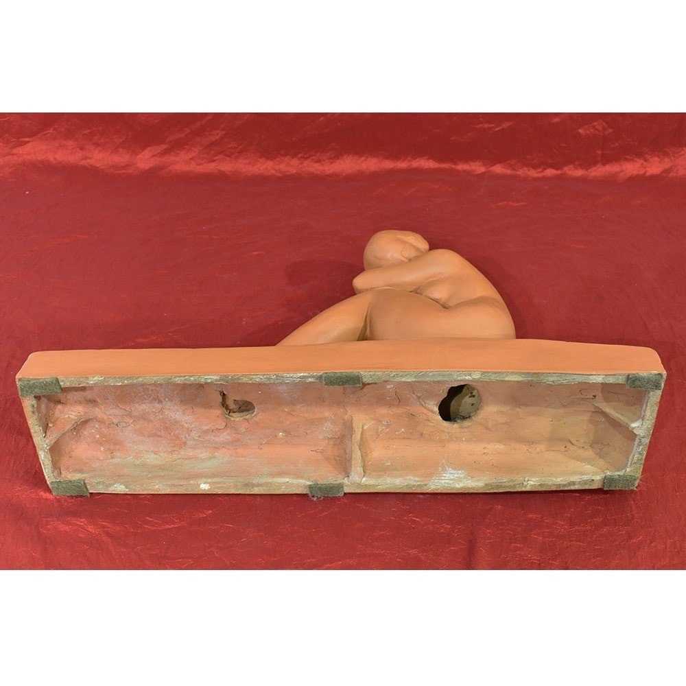 Sculptures En Terre Cuite, Jeune Femme Nue Accroupie, Art Déco, Amedeo Gennarelli. (STTE86)-photo-6