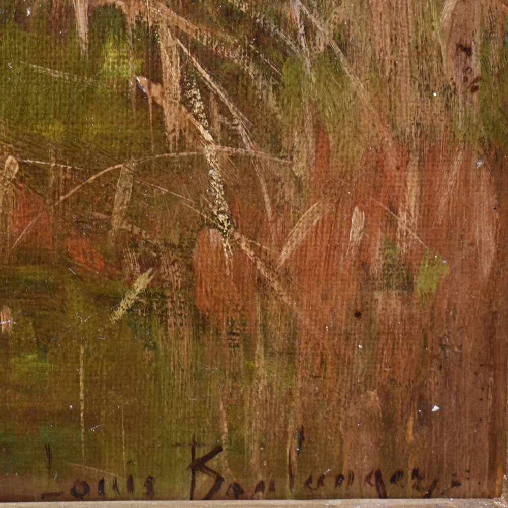 Tableau Ancien, Louis Boulanger, Paysage Rivière And Village, Huile Sur Toile, XIX. (QP591)-photo-5