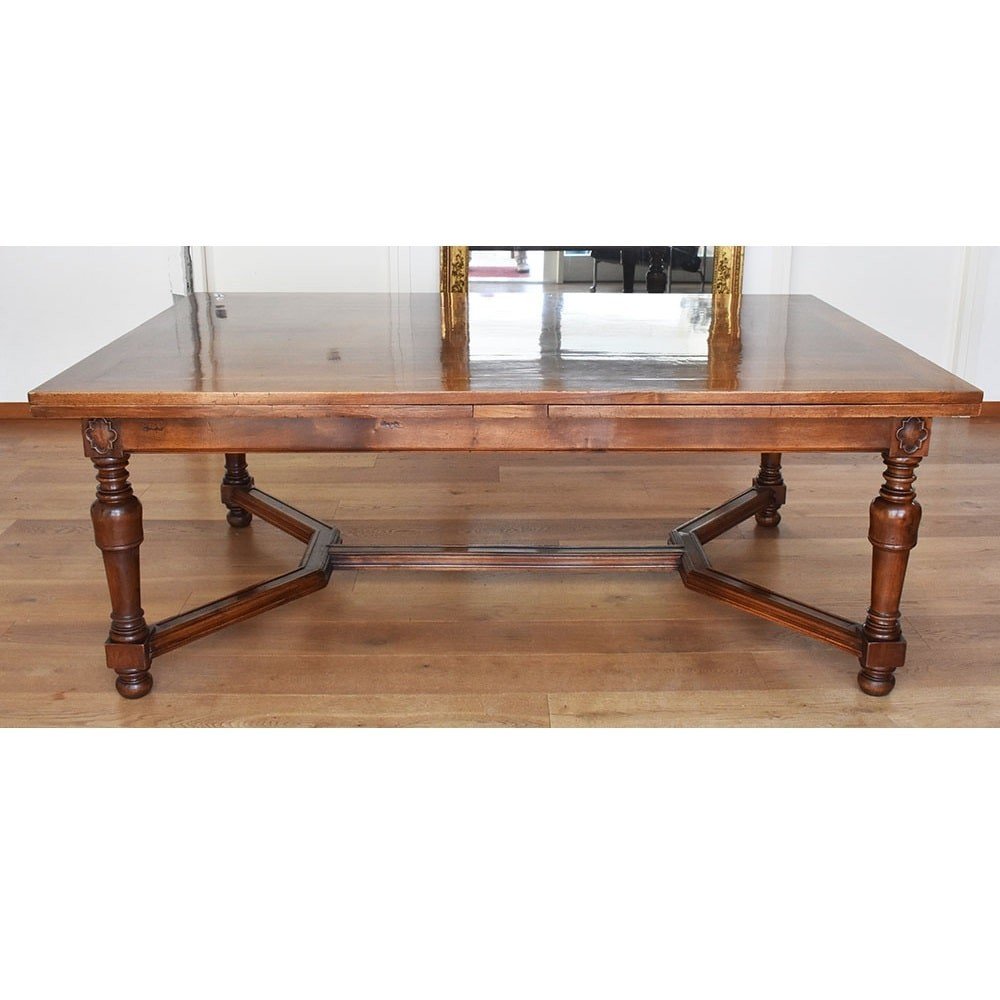 Meubles Anciens, Grande Et Raffinée Table Rectangulaire  À Allonger, Noyer, XIX Siècle. (TAV36)-photo-1