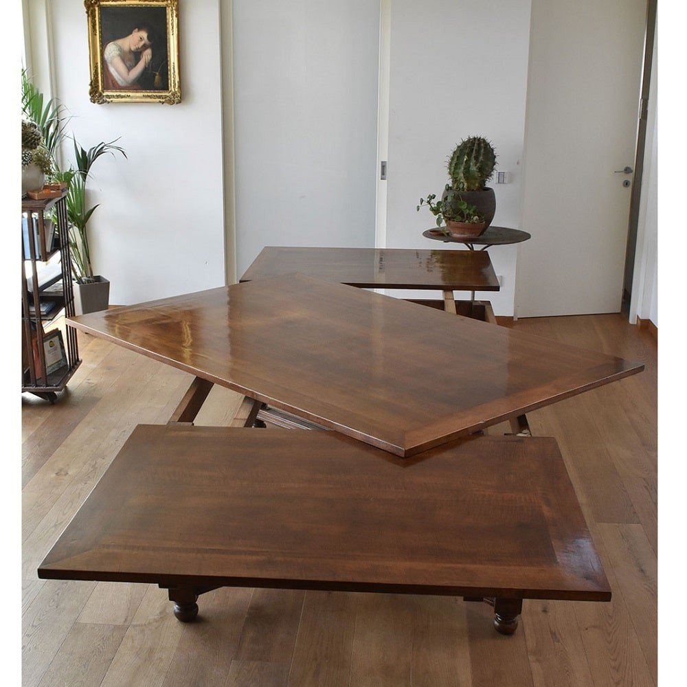 Meubles Anciens, Grande Et Raffinée Table Rectangulaire  À Allonger, Noyer, XIX Siècle. (TAV36)-photo-5