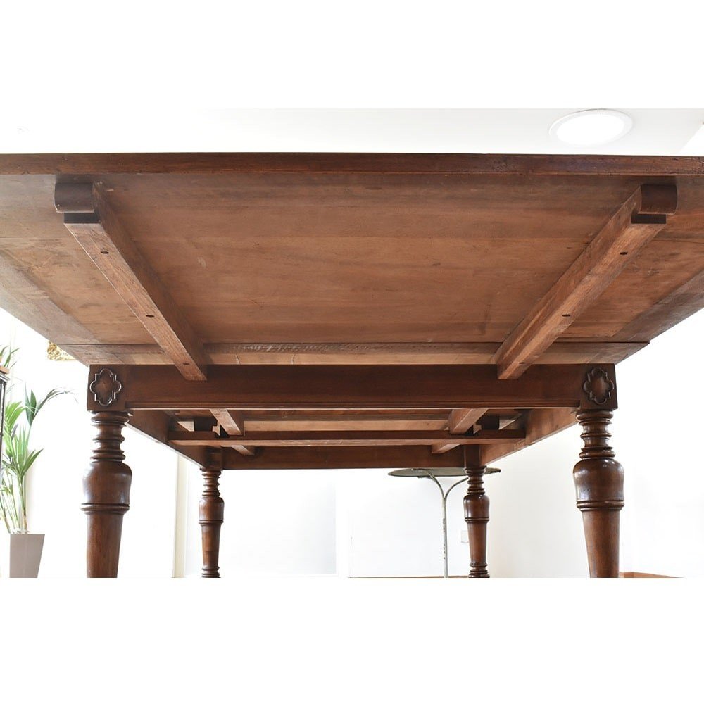 Meubles Anciens, Grande Et Raffinée Table Rectangulaire  À Allonger, Noyer, XIX Siècle. (TAV36)-photo-7