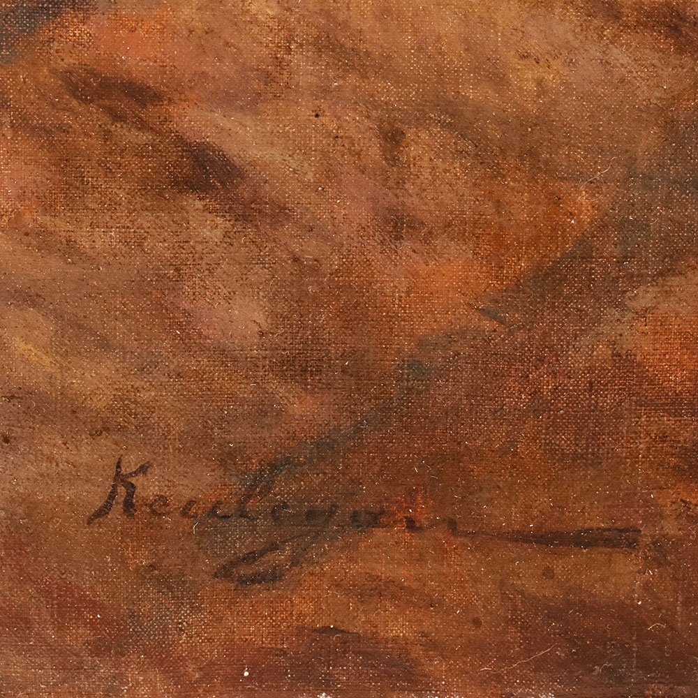Tableau Marine Ancien, Jean Keuléyan-Lafon, Marine Au Coucher Du Soleil, Début  XX.  (QM650)-photo-3