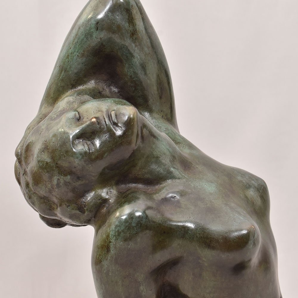 Antique Bronze Statues, Naked Woman, Amedeo Gennarelli, 20th Century, Art Deco. (stb89)-photo-3