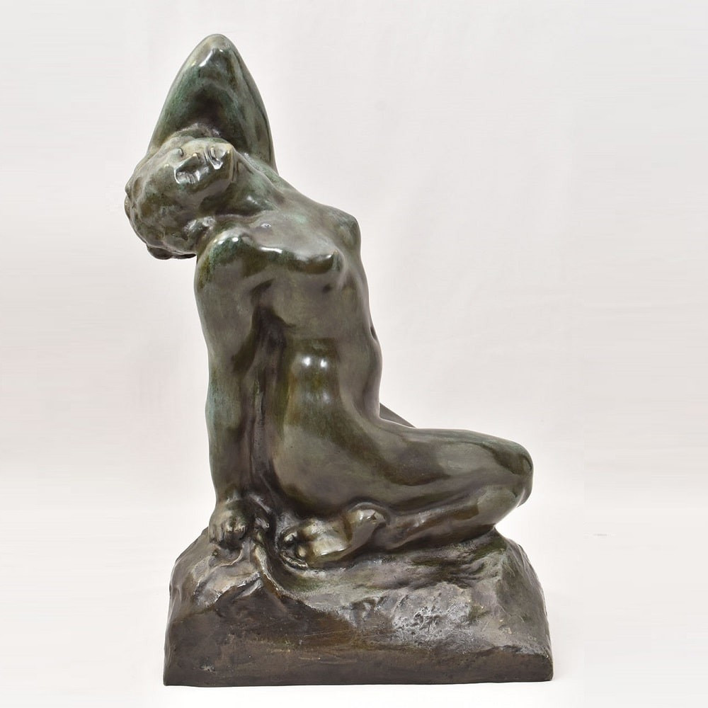 Antique Bronze Statues, Naked Woman, Amedeo Gennarelli, 20th Century, Art Deco. (stb89)