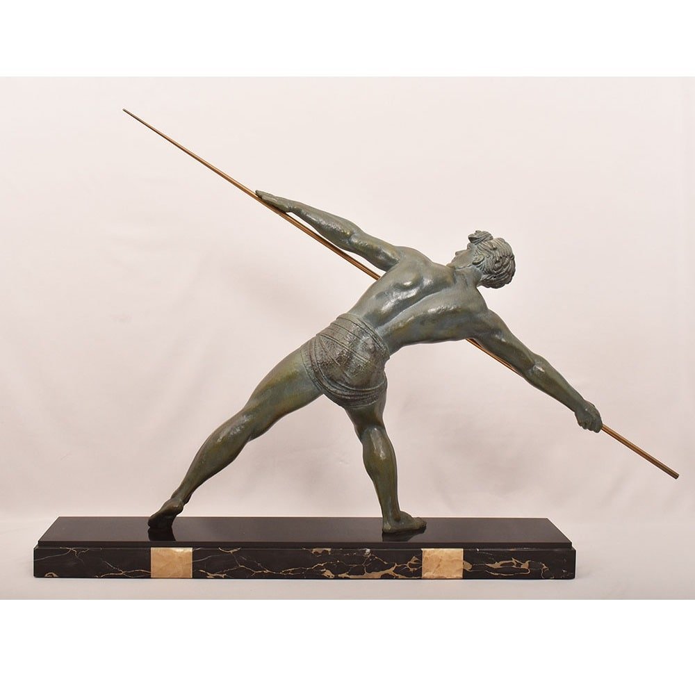 Antique Antimony Statues, Warrior With Spear, Chiparus, Art Déco. (stan93)-photo-5