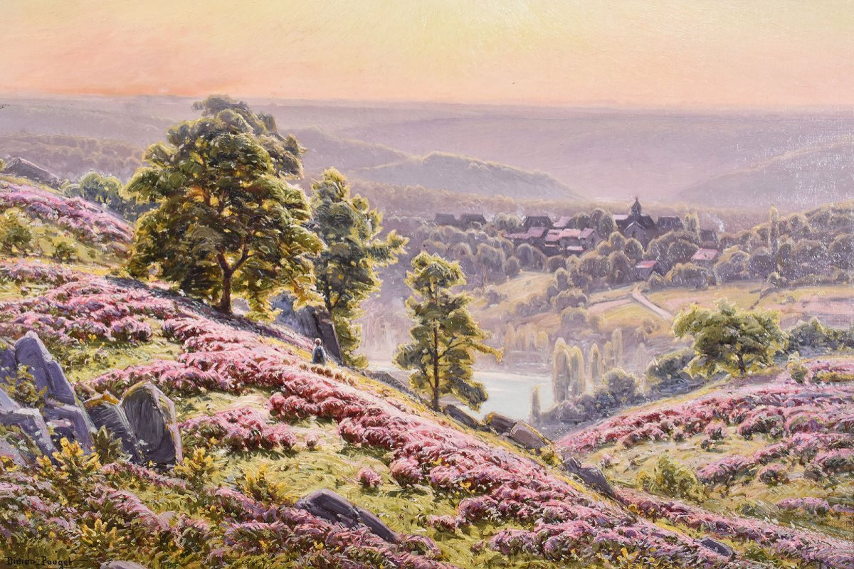 Didier Pouget, Tableau Ancien Paysages, Vallée De La Corrèze, Huile Sur Toile, XX. (QP658)-photo-3