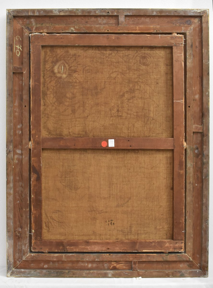 Tableaux Anciens, Nature Morte Aux Pivoines Et Livres, Huile Sur Toile, Fin Du XIX. (QF672)-photo-6