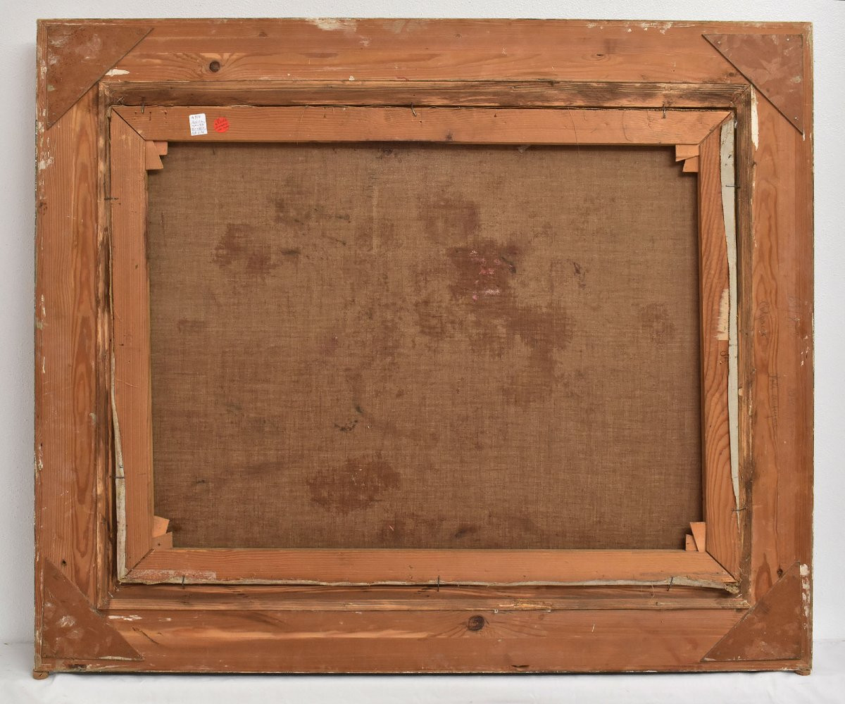 Antique Still Life Painting, Flowers Painting, Red Carnations, Oil On Canvas. (qf676)-photo-6