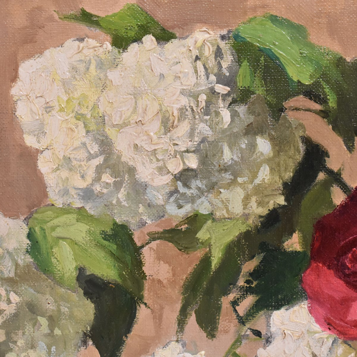Tableau Ancien, Jules Marie Joseph Roblin, Nature Morte De Roses Et Boule De Mai.  (QF677)-photo-2