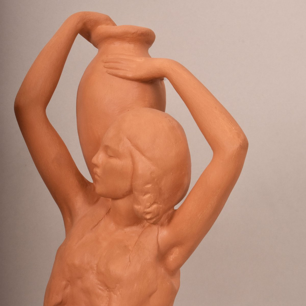 Art Déco Sculpture, Terracotta, Two Young Women With An Amphora, Amedeo Gennarelli, XX (stte98)-photo-1