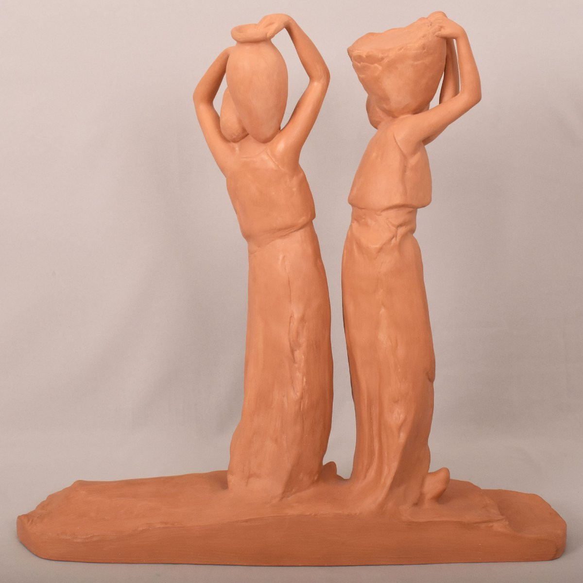 Art Déco Sculpture, Terracotta, Two Young Women With An Amphora, Amedeo Gennarelli, XX (stte98)-photo-7