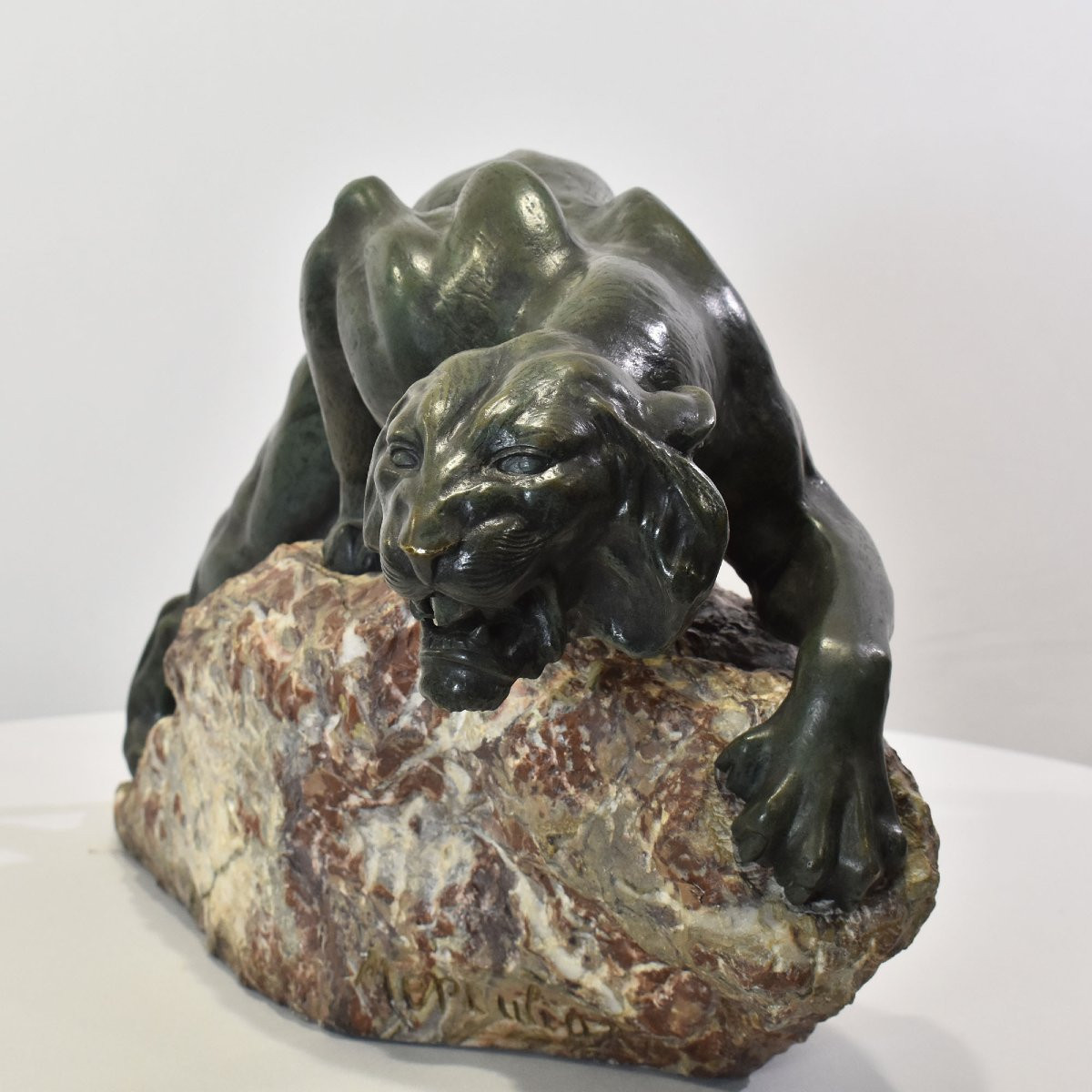 Sculptures Anciennes En Bronze, Grande Lionne, Giacomo Merculiano, Art Deco, XX Siècle (STB103)-photo-2