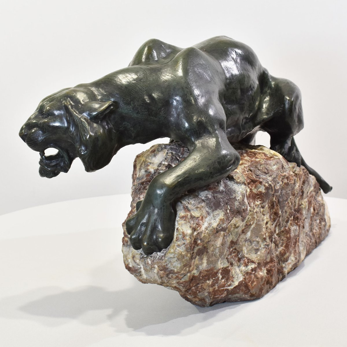 Sculptures Anciennes En Bronze, Grande Lionne, Giacomo Merculiano, Art Deco, XX Siècle (STB103)-photo-3